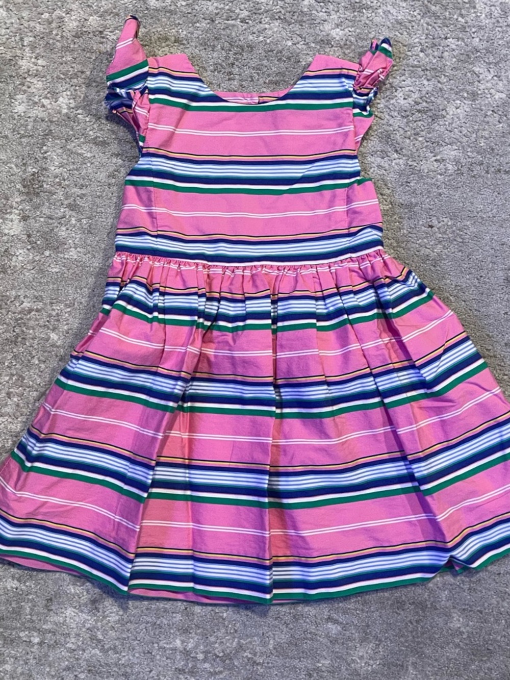 Ralph Lauren Pink Striped Cotton Dress with Blue & Green Accents